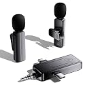 2-Pack Wireless Mini Lavalier Lapel Microphone for iPhone,Android Device(3 in 1) - 65ft Cordless Clip on Dual Mics with Noise Reduction 6H Working Time for Video Recording Vlogging, YouTube, Interview