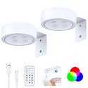 2 Pack Picture Lights for Wall, White Rechargeable Magnetic with Remote