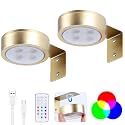 2 Pack Picture Lights for Wall, Gold Rechargeable Magnetic with Remote
