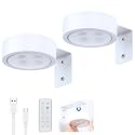 2 Pack Picture Lights for Wall, White Rechargeable Magnetic with Remote