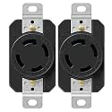 2 PackL14-30R Receptacle Outlet, 30 Amp 125/250V L14-30R Twist Lock Socket/Outlet for Generator, 3 Pole 4 Wire Grounding, Industrial Grade Heavy Duty, UL Listed, Black