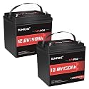 2 Packs 12V 150Ah Max LiFePO4 Battery With 100A BMS 15000+ Deep Cycles