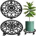2 Packs 14 Inch Rolling Plant Stand with Wheels Metal Plant Caddy with Wheels Heavy Duty Round Plant Stand Indoor Iron Plants Rollers for Plants, Plant Dolly Planter Caddies
