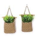 2 Packs Macrame Wall Planters with Faux Eucalyptus, Wall Decor