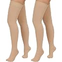 2 Pairs Compression Stockings for Women &amp; Men,20-30mmHg Thigh High Compression Socks,Closed Toe Medical Compression Socks with Silicone Dot Band-Best Support for Nursing Sports Varicose Veins