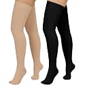 2 Pairs Compression Stockings for Women &amp; Men,20-30mmHg Thigh High Compression Socks,Closed Toe Medical Compression Socks with Silicone Dot Band-Best Support for Nursing Sports Varicose Veins