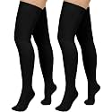 2 Pairs Compression Stockings for Women &amp; Men,20-30mmHg Thigh High Compression Socks,Closed Toe Medical Compression Socks with Silicone Dot Band-Best Support for Nursing Sports Varicose Veins