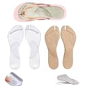 2 Pairs Gel Arch Support Cushion Insoles for Flip Flop Thong Sandals,Gel Adhesive Arch Support Flip Flop Thong Inserts Self Adhesive Gel Arch Support Cushion Insoles Pain Relief (Beige+Clear, S/M)