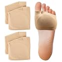 2 Pairs Metatarsal Pads Women and Men, Fabric Metatarsal Pads with Gel Pads, Metatarsalgia Insoles Provides Relief for Sesamoiditis, Metatarsalgia, Morton's Neuroma Metatarsal Gel Pads (Large, Beige)