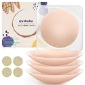 2 Pairs Nipple Covers for Women with Storage Board, Silicone Reusable Sticky Nipple Pasties Ultra-Thin, Invisible, Seamless Cream