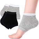 Geyoga 2 Pairs Of Open-Toe Moisturising Gel Heel Socks, Spa Sock For Men Or Women Foot Care, Cracked Heels, Dry Feet, Foot Calluses, Dead Skin, Black, Grey