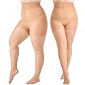 2 Pairs Plus Size Control Top Pantyhose Ultra-High Waist Tights