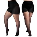 2 Pairs Plus Size Control Top Pantyhose Ultra-High Waist Tights