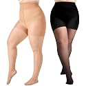 2 Pairs Plus Size Control Top Pantyhose Ultra-High Waist Tights
