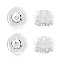2 Pairs Silicone Earring Backs for Stud Replacement,14K Real White Gold