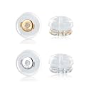 2 Pairs Silicone Earring Backs for Studs Replacement,14K Real White &amp; Gold