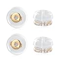 2 Pairs Silicone Earring Backs for Studs, 14K Real Gold