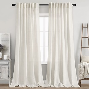 2 Panels Set Cream Linen Curtains 95