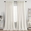 2 Panels Set Cream Linen Curtains 100