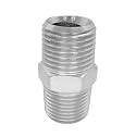 2 Pcs 1/2" x 1/2" Male NPT Hex Nipple Plated Steel Hydraulic Fitting Adapter
