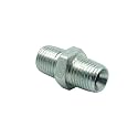 2 Pcs 1/4" x 1/4" Male NPT Hex Nipple Plated Steel Hydraulic Fitting Adapter