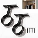 2 Pcs 1 5/16 Inch Round Wardrobe Closet Rod Center Support Brackets(Black)