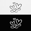 (2 Pcs 1 Black, 1 White 6.6'' x 5.6'') - No Background - Waterproof of 3 Hearts Silhouette Sticker Decal for Laptops, Water Bottles, Cars, Trucks, Wall Ideal Gift - 925VER1K15323BW