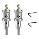 2 Pcs 1 Inch TCT Hole Saw Set for Hard Metal, Heavy Duty Tungsten Carbide Tipped Hole Cutting Tool with Spring-Loaded Guide Drill Bit, for Metals, Stainless Steel, Iron, Plastics, Wood