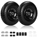 2 Pcs 13x4.00-6 Flat Free Tire and Wheel with 5/8" &amp; Extra 3/4" Bearings