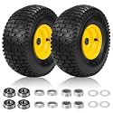 2 Pcs 15x6.00-6 Tubeless Lawn Mower Tire and Wheel with 3/4" &amp;5/8" Bearings