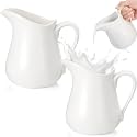 2 Pcs 16 oz Ceramic Creamer Pitcher with Handle, Large Porcelain Jug