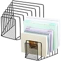 2 Pcs 2 Pcs Wire File Sorter Desk 7 Section Organizer, Black
