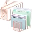 2 Pcs 2 Pcs Wire File Sorter Desk 7 Section Organizer, Rose Gold