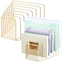 2 Pcs 2 Pcs Wire File Sorter Desk 7 Section Organizer, Golden