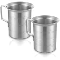 2 Pcs 2 Quart Aluminum Measure Cup Silver Metal Measuring Pitcher with Easy to Read Graduated Marking Handle Pouring Spout Kitchen Baking Tool for Liquid Flour Rice Sauce Measuring
