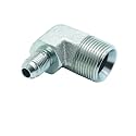 2 Pcs 3/8" Male JIC (9/16"-18 Tpi) x 3/4" Male NPT Hydraulic Fitting 37° Flare to 90° Elbow Pipe Adapter