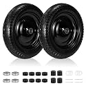 2 Pcs 4.80/4.00-8 Flat Free Tire and Wheel for Wheelbarrows & Garden Carts