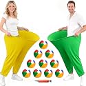 2 Pcs/4 Pcs Granny Pants Yard Game, Granny Pants Outdoor Game with Bouncy Ball and Air Pump, Team Relay Family Reunion Party Game Sets