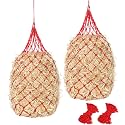 2 Pcs 40" Red Hay Net with 1.5"x1.5" Feeding Holes for Horse Feed