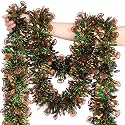 2 Pcs 40 ft Football Garland Party Decor Brown Green Tinsel Garland, Brown