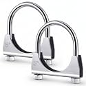 2 Pcs 5" Exhaust Clamp Heavy Duty U-bolt Exhaust Clamp - Saddle Design Muffler Pipe Connector, Tip Hook Clip, Galvanized Iron, Fits 5" Od Pipes