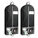 2 PCS 50" Black Garment Bags for Travel, 3.15"D