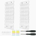2 Pcs Acrylic Business Card Holder with Pre Drilled 23 x 8 inches Multiple Transparent Wall Mount Sticker Organizer Display Stand for Office Home Index Card Storage (16 Pockets)