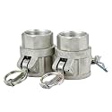 2 pcs Aluminum Camlock Fittings (1-1/4" Type D) Cam & Groove Hose Fittings, Female Coupler x Female NPT Thread Camlock Coupling (1-1/4")