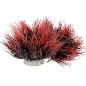 2 Pcs Aquarium Plants Fish Tank Decorations Artificial Fish Tank Plants Plastic Mini Grass Set Natural Style Tanks Accessories (Black Red)