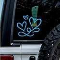 (2 Pcs Azure Blue 8.2'' x 7.0'') - No Background - Waterproof of 3 Hearts Silhouette Sticker Decal for Laptops, Water Bottles, Cars, Trucks, Wall Ideal Gift - 925VER1K15324BE