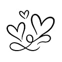(2 Pcs Black 6.6'' x 5.6'') - No Background - Waterproof of 3 Hearts Silhouette Sticker Decal for Laptops, Water Bottles, Cars, Trucks, Wall Ideal Gift - 925VER1K15323BL