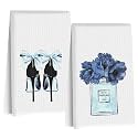 2 Pcs Blue Hand Towels, Perfume High Heeled Shoes Reusable Dish Towel