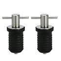 2 Pcs Boat Drain Plug with T Handle - Snap Rubber Plugs with Brass/Stainless Steel Handle - Marine Twist Accessories