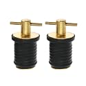 2 Pcs Boat Drain Plug with T Handle - Snap Rubber Plugs with Brass/Stainless Steel Handle - Marine Twist Accessories